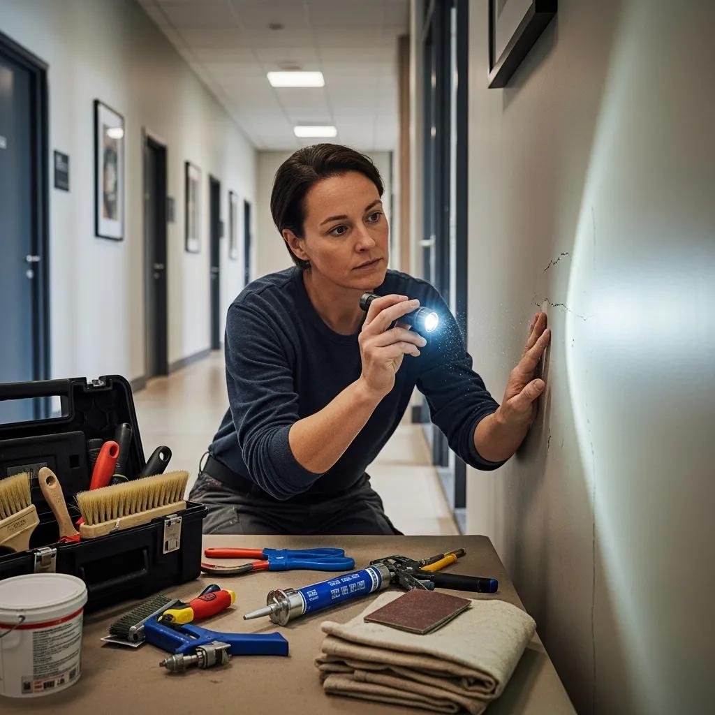 Leading Leesburg Commercial Painting Company You Can Trust 2 Technician inspecting a painted commercial surface as part of maintenance