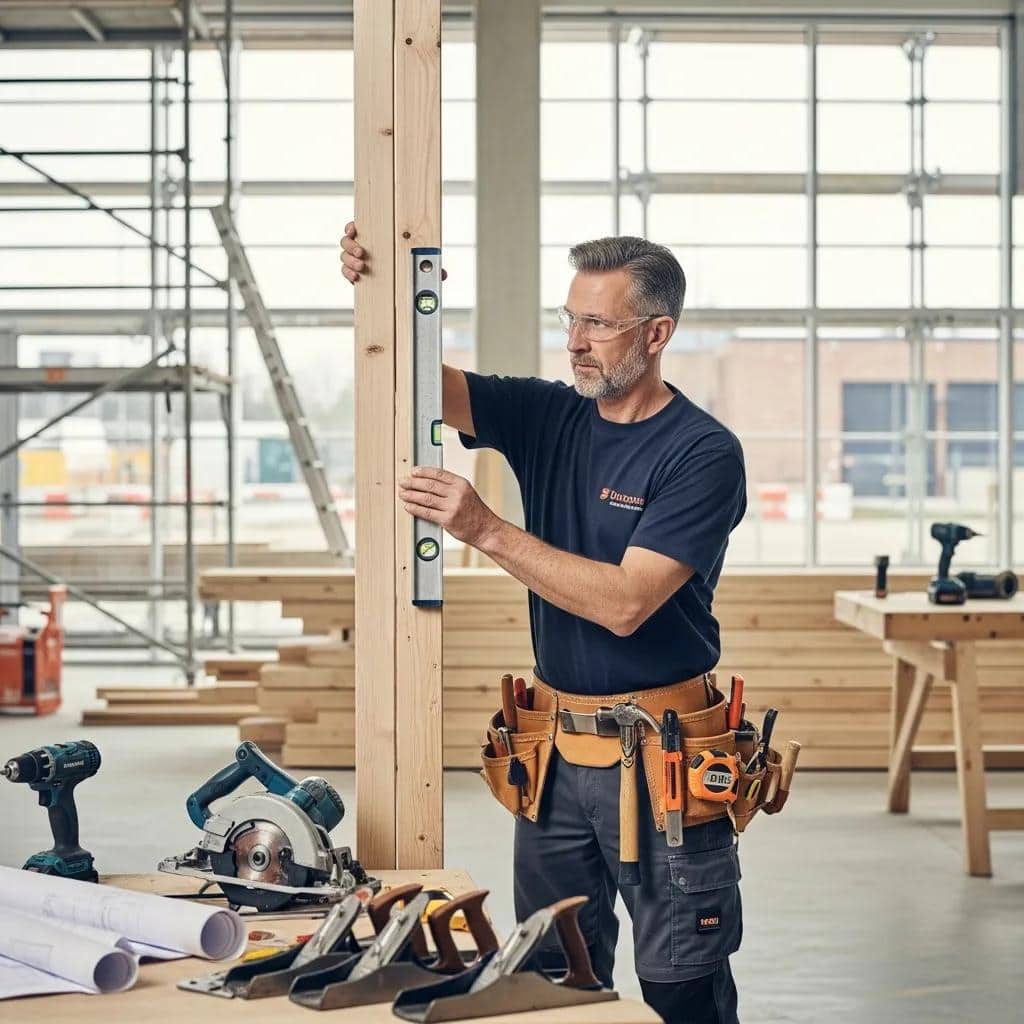 Quality Carpentry Leesburg: Craftsmanship You Can Trust 2 Licensed carpenter inspecting a commercial interior to ensure quality and code compliance